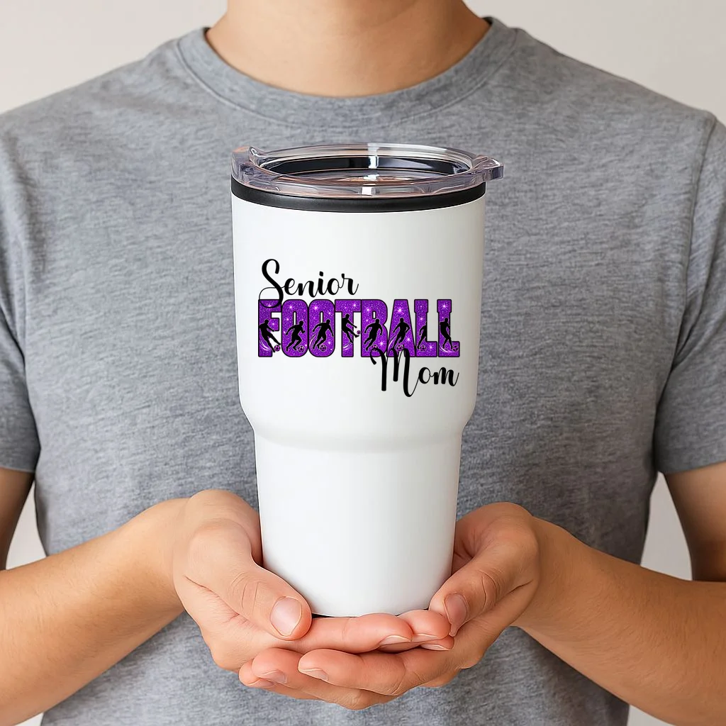 Personalized Senior Football Support Graphic – Custom Name & Number 20oz Tumbler - Front 1
