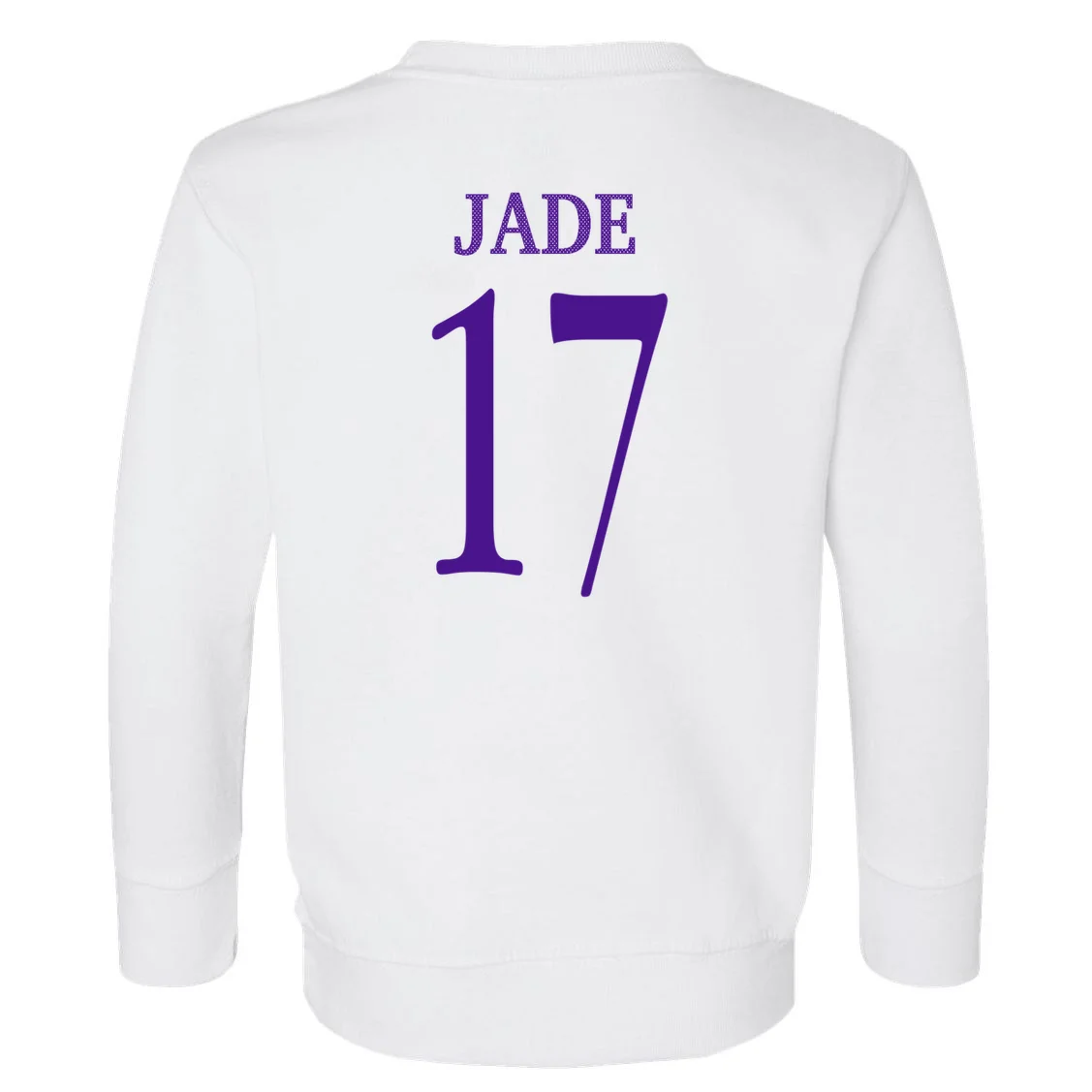 Personalized Senior Football Support Graphic – Custom Name & Number Toddler Sweatshirt - Back - Close-up