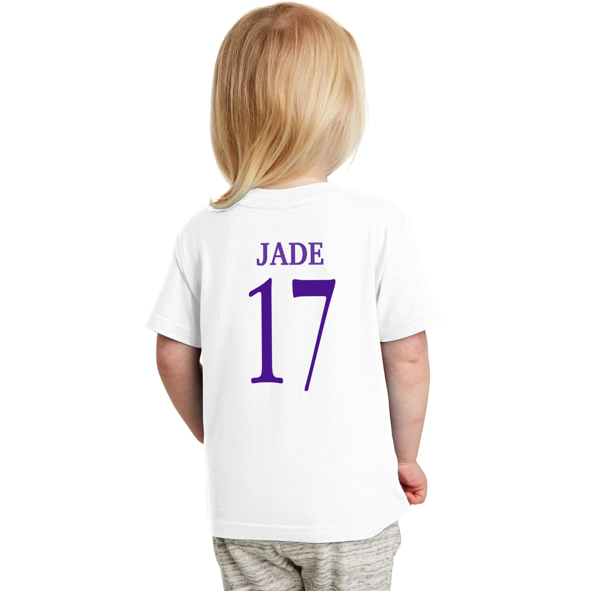Personalized Senior Football Support Graphic – Custom Name & Number Toddler T-Shirt - Back