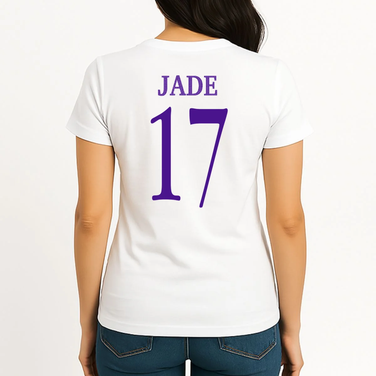 Personalized Senior Football Support Graphic – Custom Name & Number Women's T-Shirt - Back