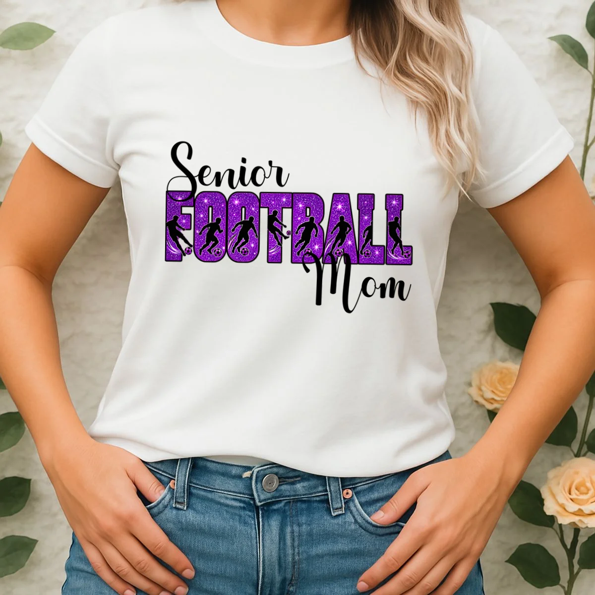 Personalized Senior Football Support Graphic – Custom Name & Number Women's T-Shirt - Front 1