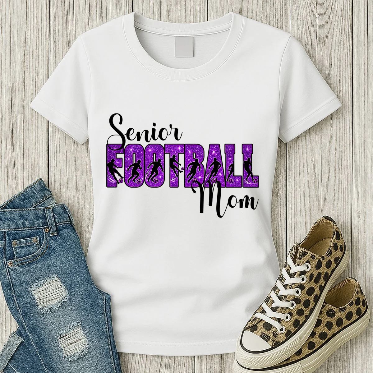 Personalized Senior Football Support Graphic – Custom Name & Number Women's T-Shirt - Front 2