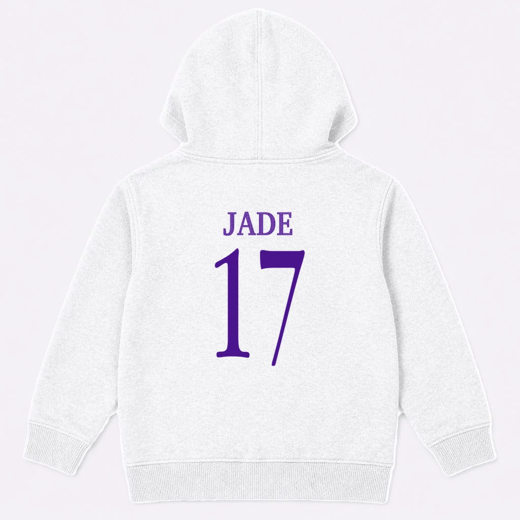 Personalized Senior Football Support Graphic – Custom Name & Number Kids Hoodie - Back