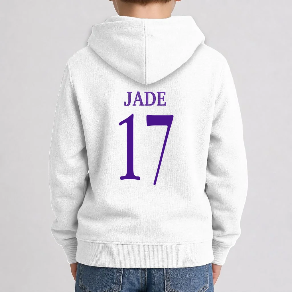 Personalized Senior Football Support Graphic – Custom Name & Number Kids Hoodie - Back 1