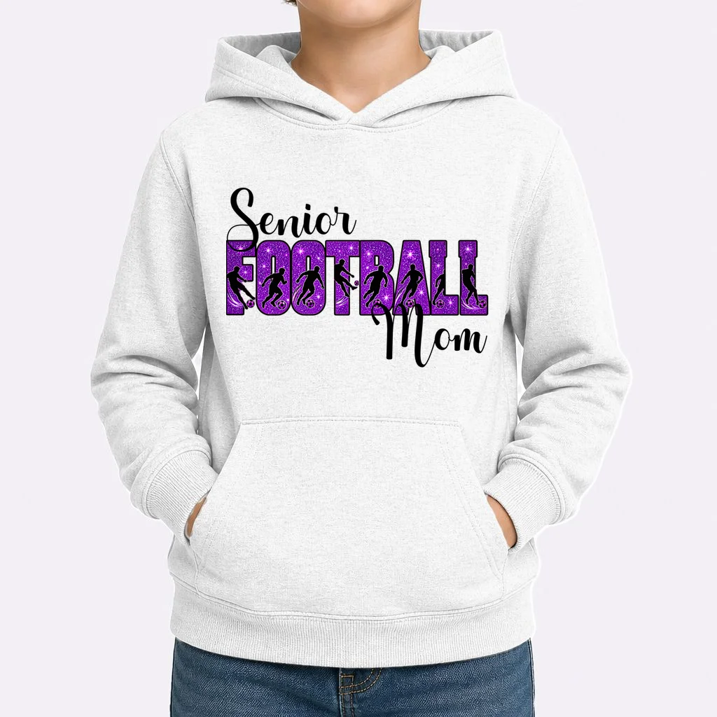 Personalized Senior Football Support Graphic – Custom Name & Number Kids Hoodie - Front 1