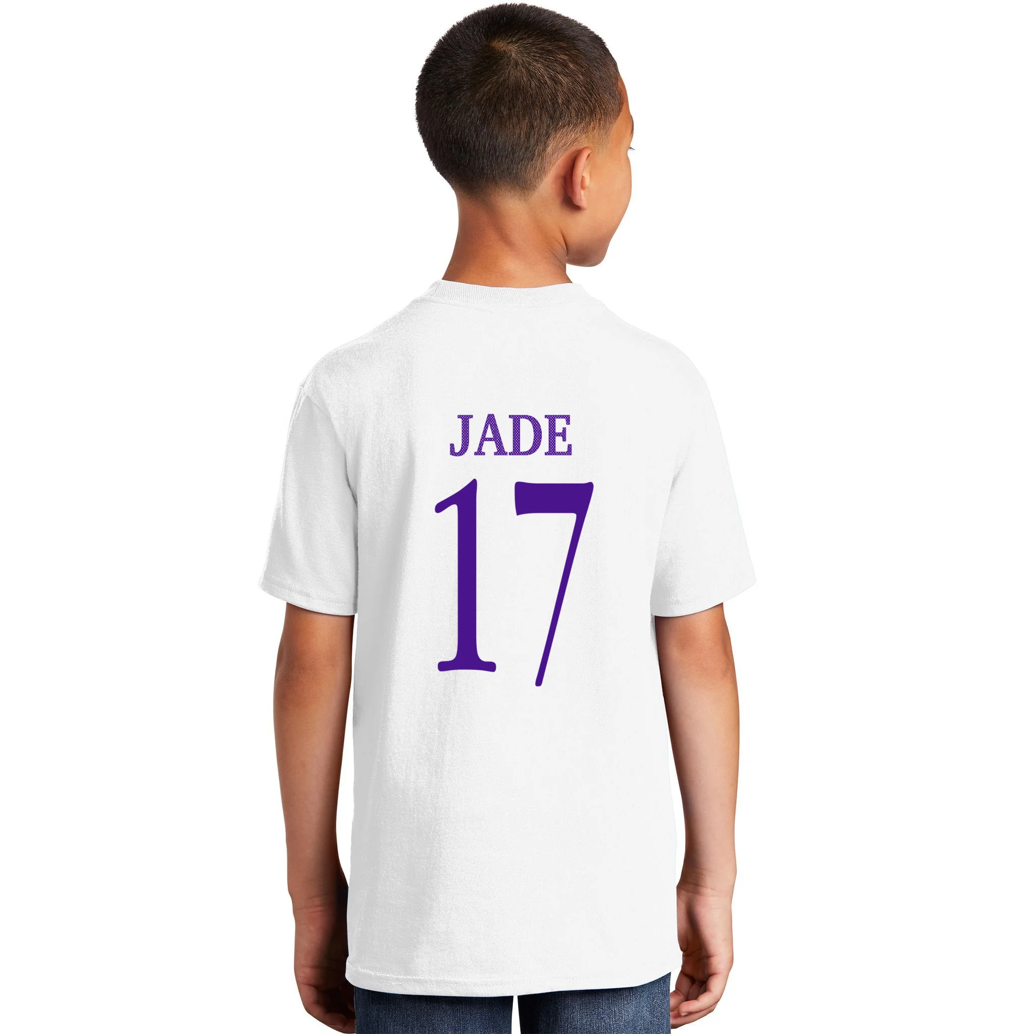 Personalized Senior Football Support Graphic – Custom Name & Number Kids T-Shirt - Back