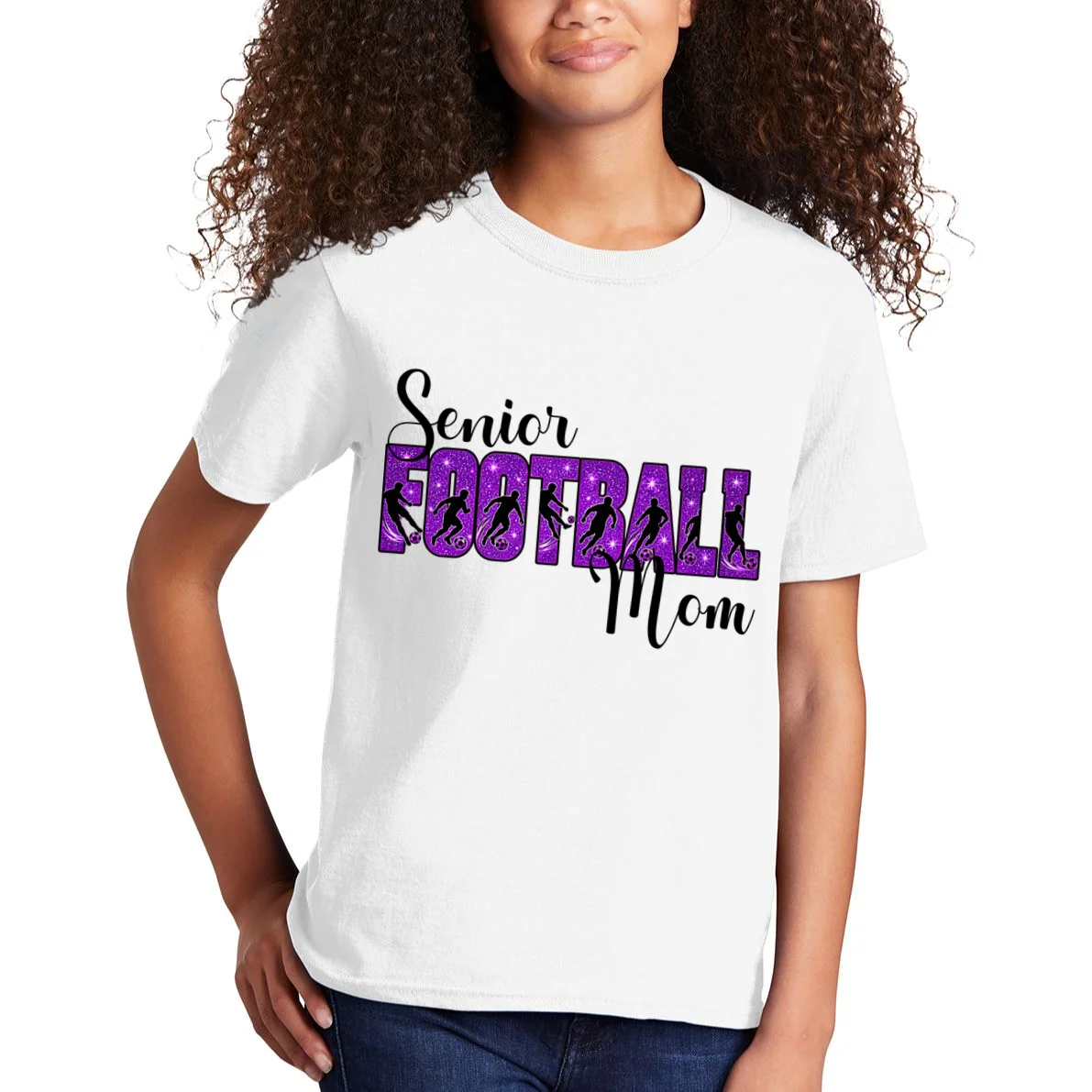 Personalized Senior Football Support Graphic – Custom Name & Number Kids T-Shirt - Front 1