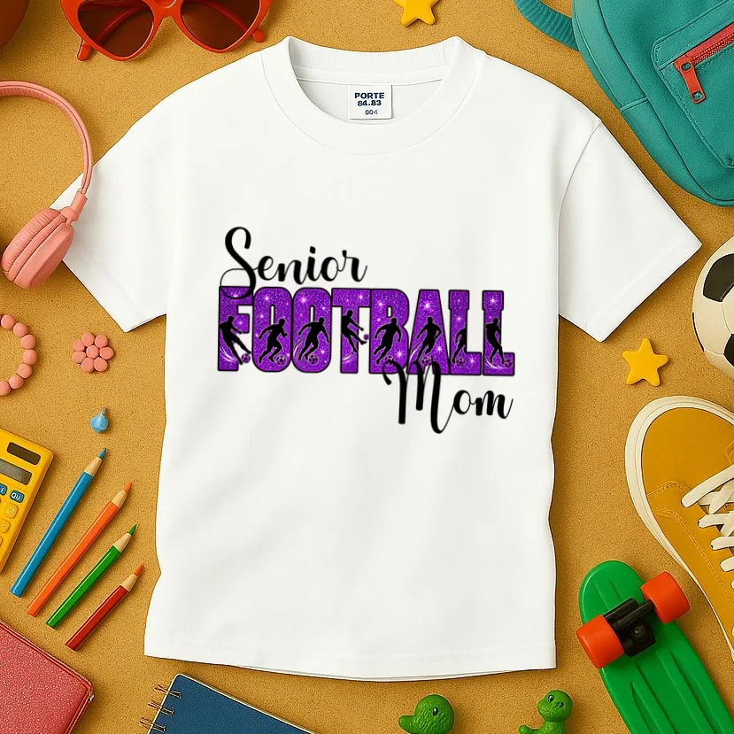 Personalized Senior Football Support Graphic – Custom Name & Number Kids T-Shirt - Front 2
