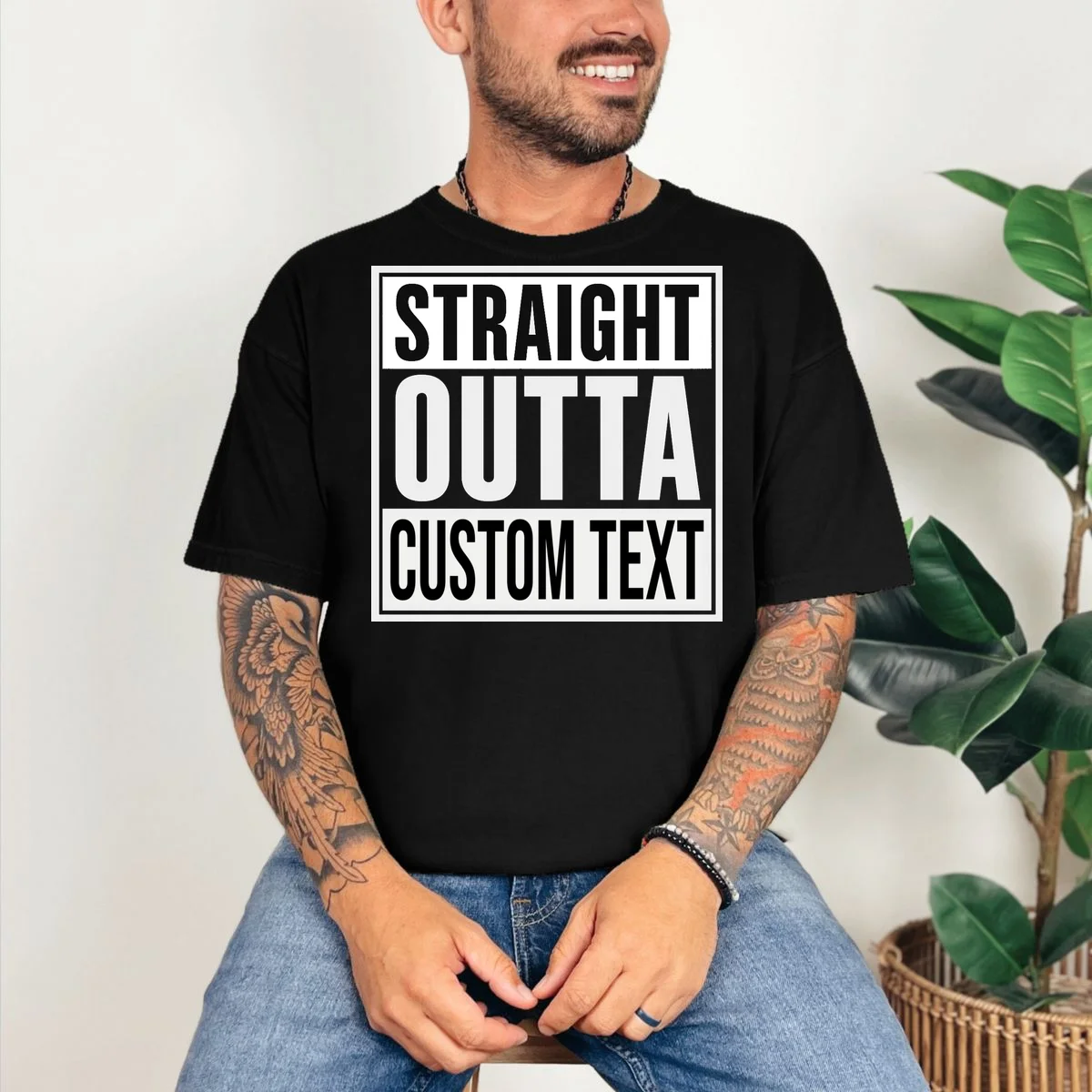 Straight Outta Custom Text T-Shirt - Front 2