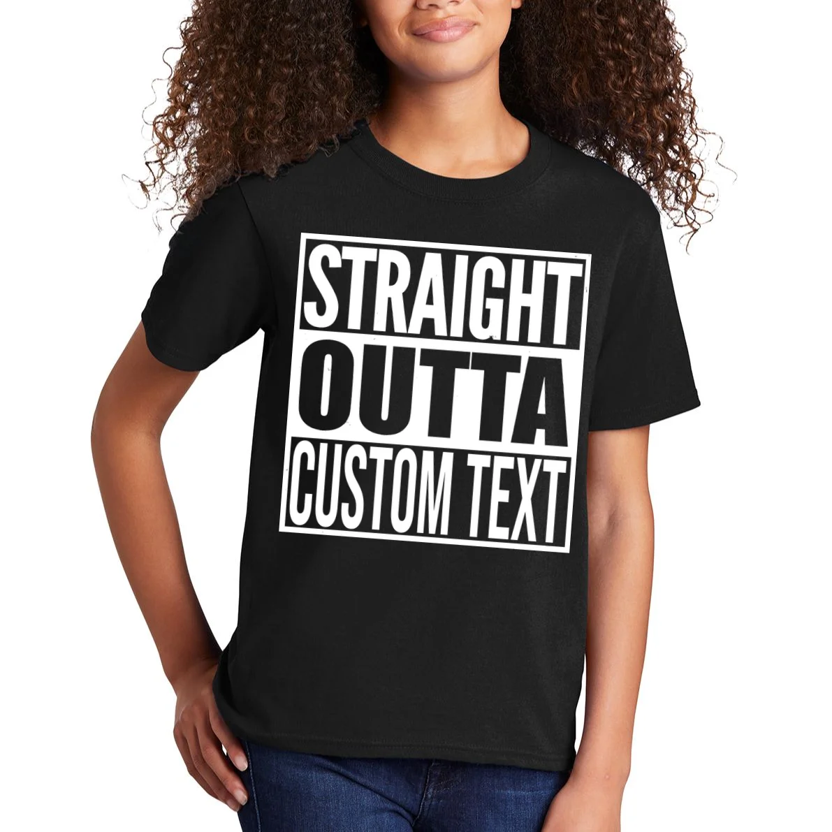 Straight Outta Personalized Kids T-Shirt - Front 1