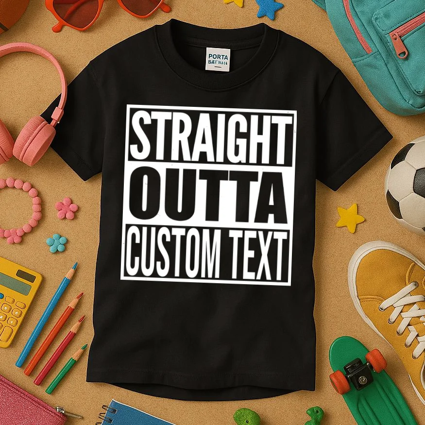 Straight Outta Personalized Kids T-Shirt - Front 2