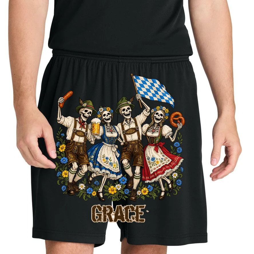Spooky Skeletons Custom Name – Personalized Halloween German Beer Festival Shirt Design Men's Shorts - Front 1