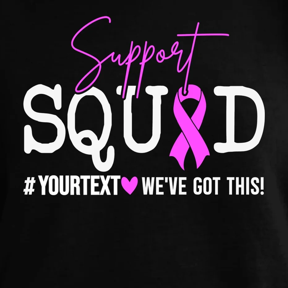 Support Squad Breast Cancer Awareness Pink Ribbon Personalized Custom Text Comfort Colors Unisex T-Shirt - Front - Close-up
