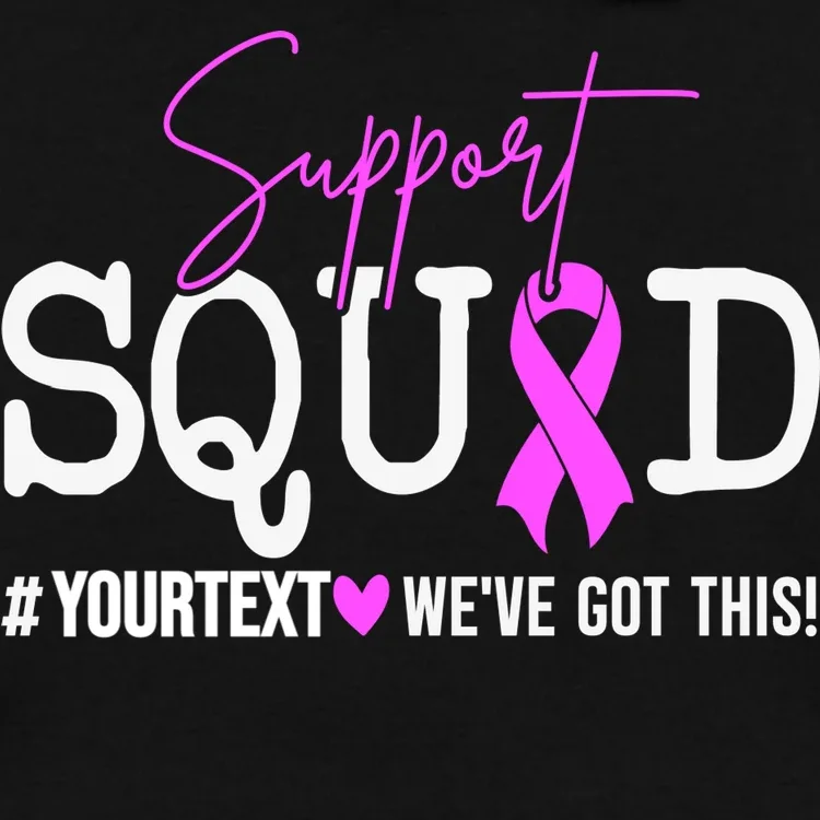 Support Squad Breast Cancer Awareness Pink Ribbon Personalized Custom Text Men's Hoodie - Front - Close-up