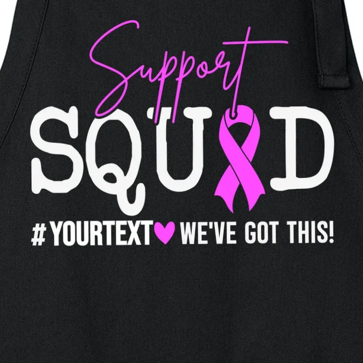 Support Squad Breast Cancer Awareness Pink Ribbon Personalized Custom Text Apron - Front - Close-up
