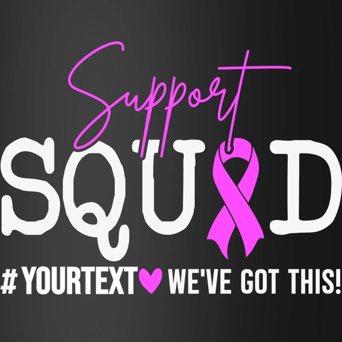 Support Squad Breast Cancer Awareness Pink Ribbon Personalized Custom Text Coaster - Front - Close-up