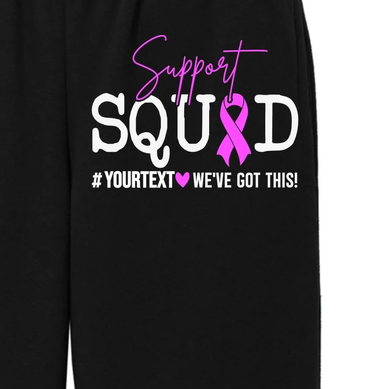 Support Squad Breast Cancer Awareness Pink Ribbon Personalized Custom Text Kids Fleece Sweatpants - Front - Close-up