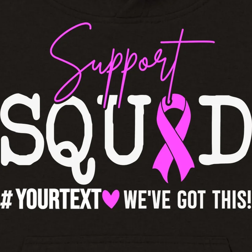 Support Squad Breast Cancer Awareness Pink Ribbon Personalized Custom Text Kids Hoodie - Front - Close-up