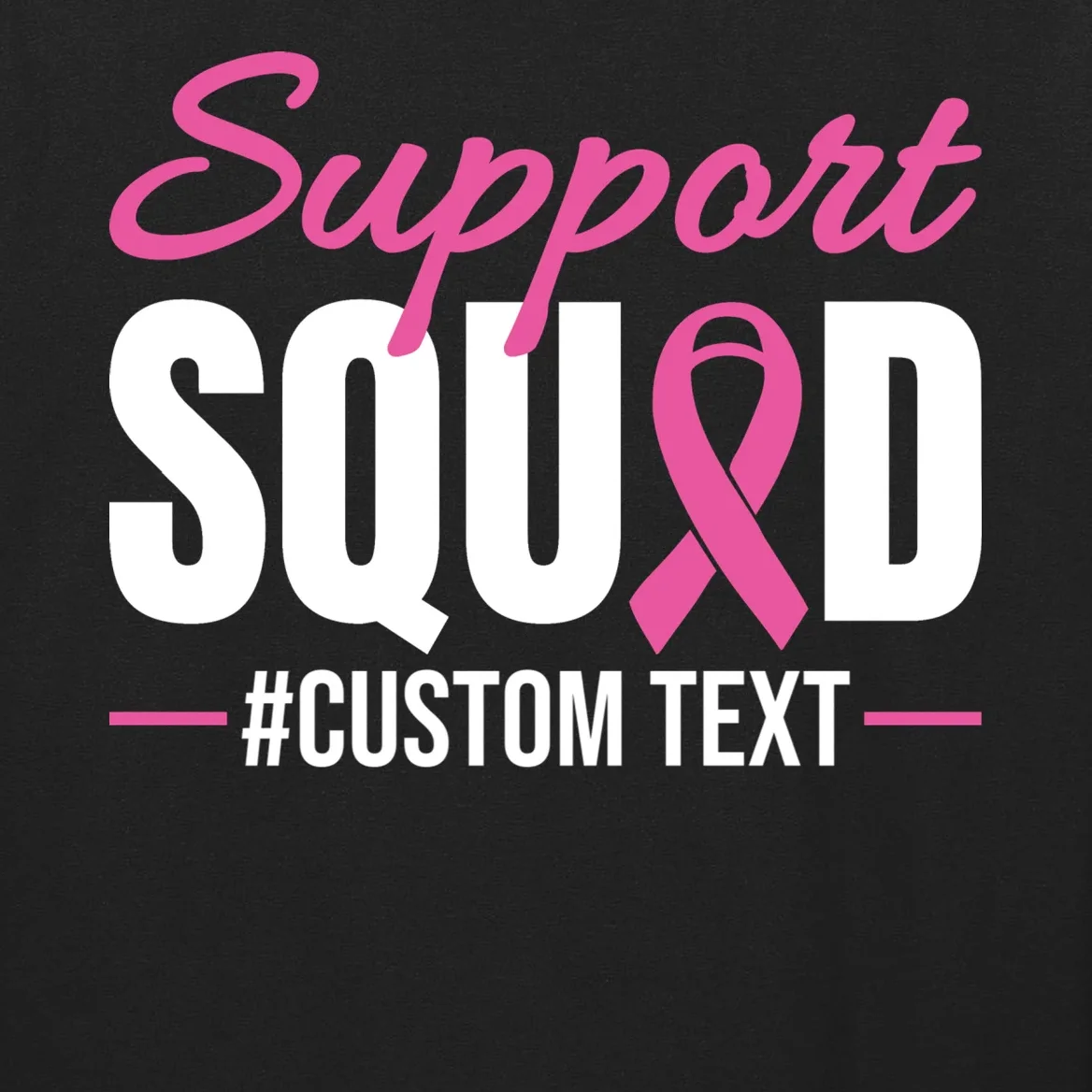 Support Squad Breast Cancer Awareness Personalized Text Men's Long Sleeve Shirt - Front - Close-up