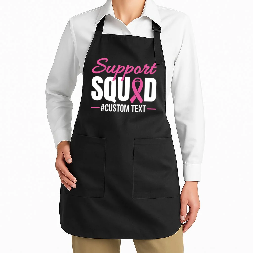 Support Squad Breast Cancer Awareness Personalized Text Apron - Front 1