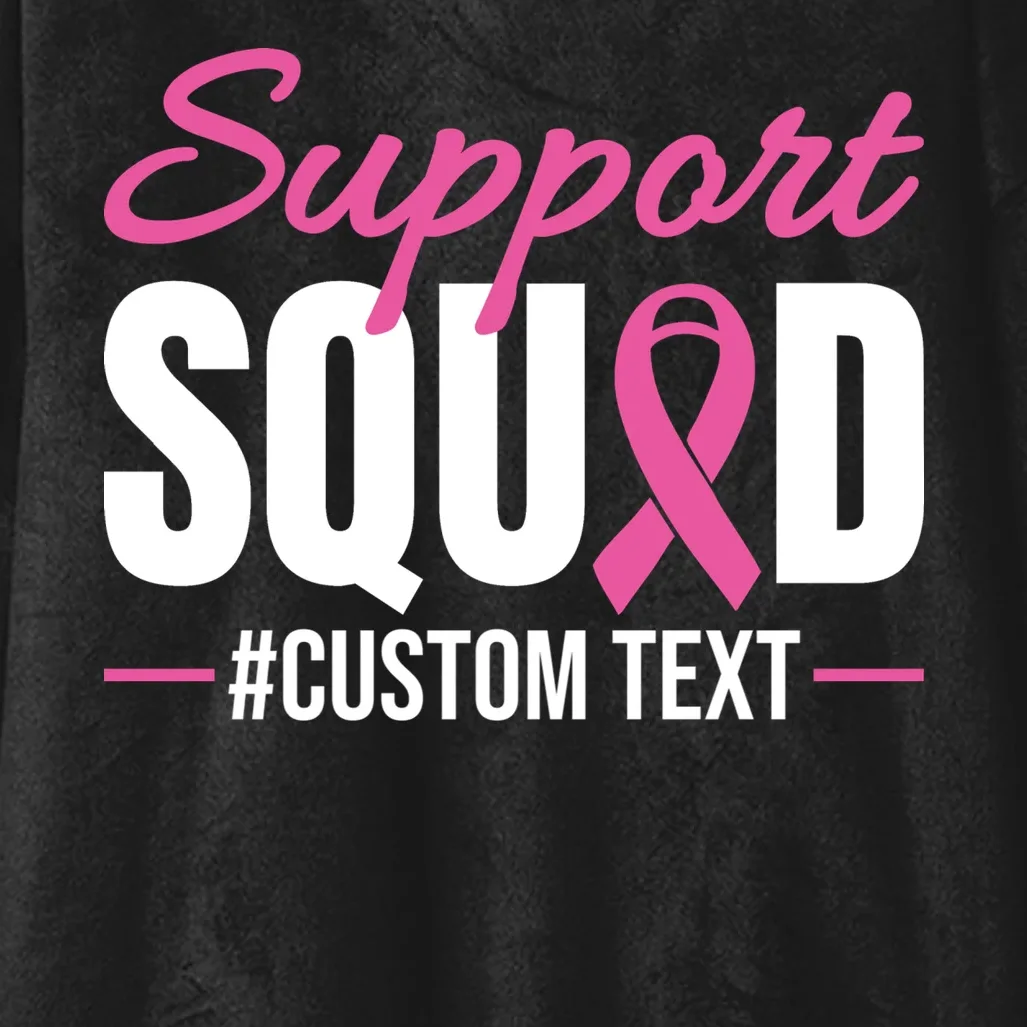 Support Squad Breast Cancer Awareness Personalized Text Hooded Blanket - Front - Close-up