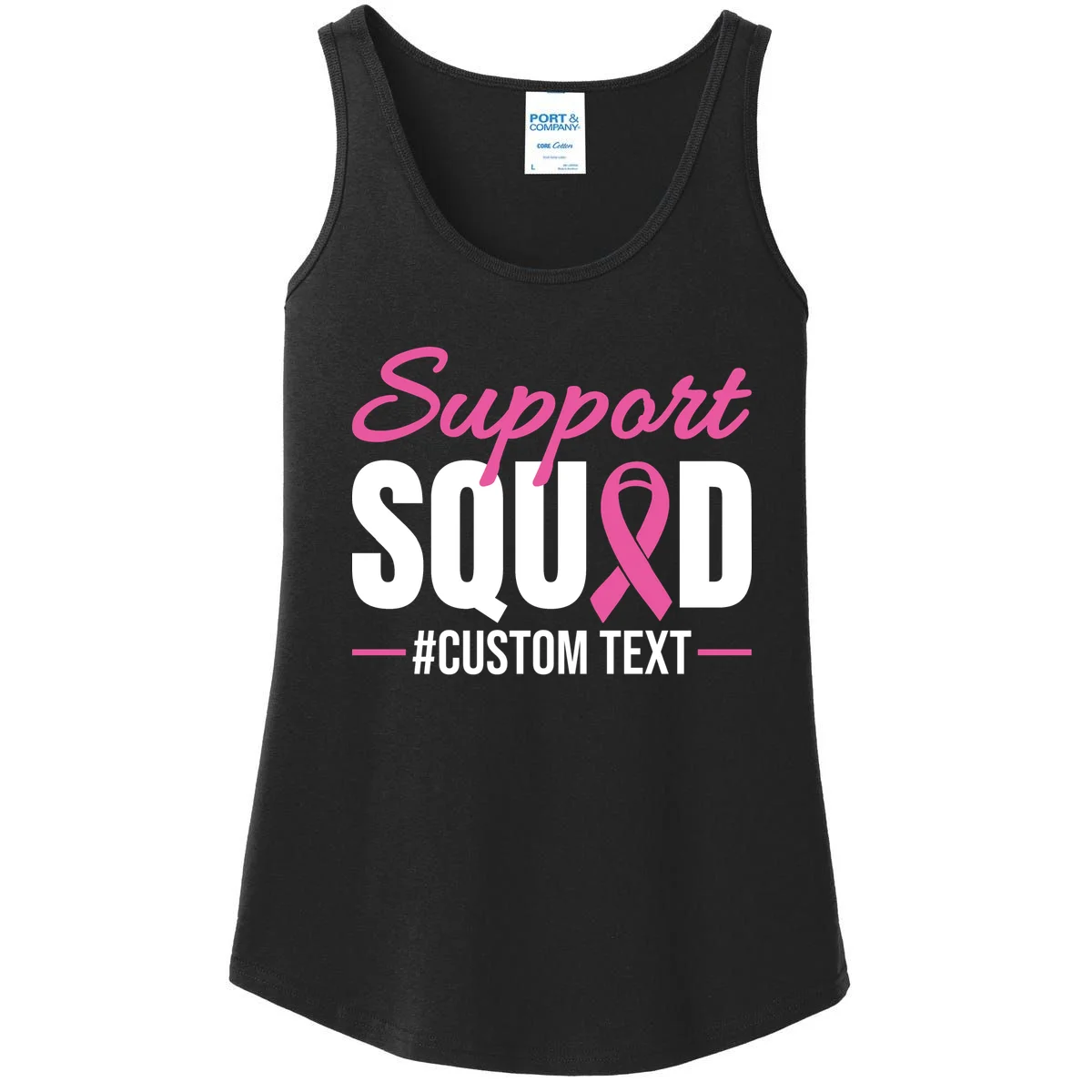 Support Squad Breast Cancer Awareness Personalized Text Women's Tank Top - Front