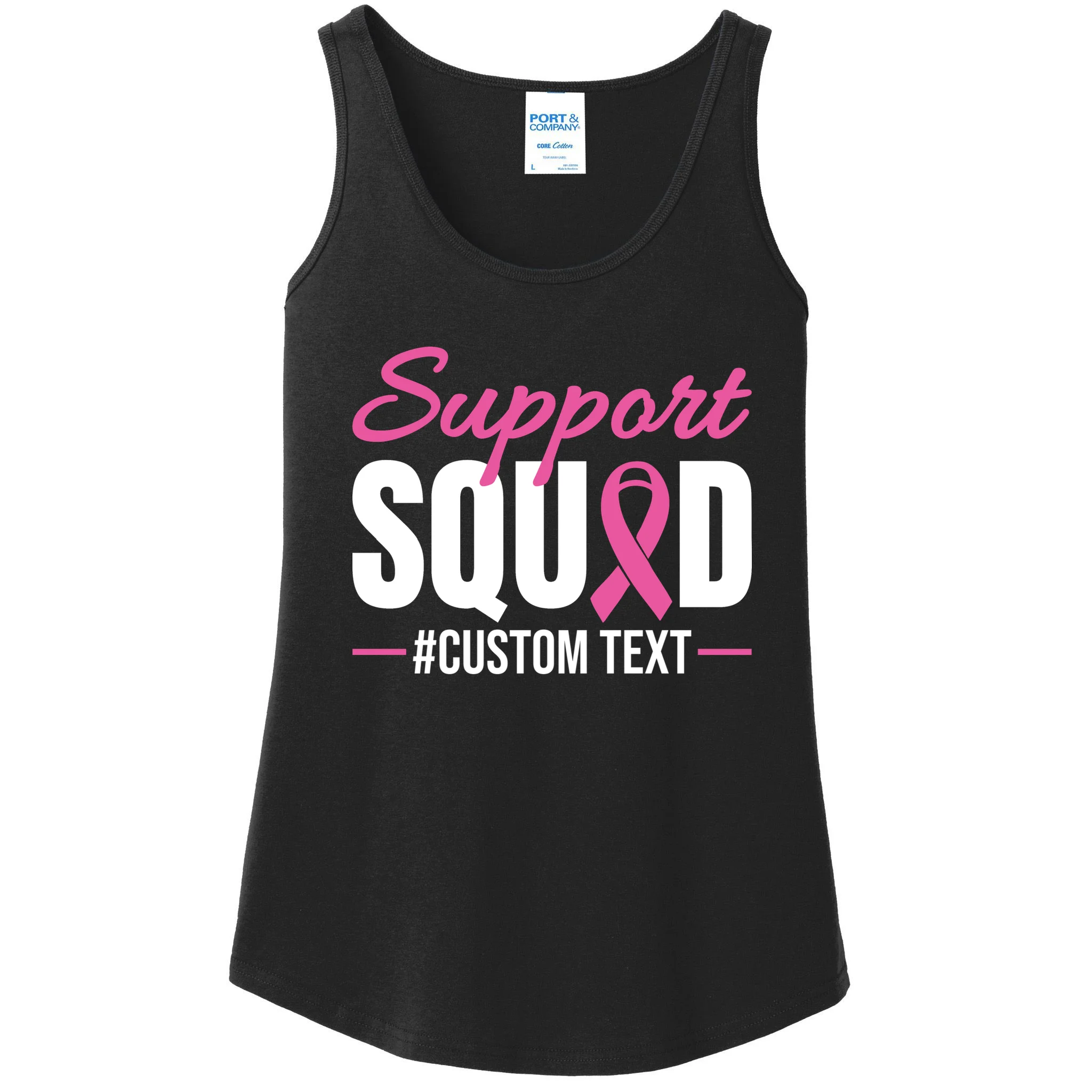 Support Squad Breast Cancer Awareness Personalized Text Women's Tank Top - Front