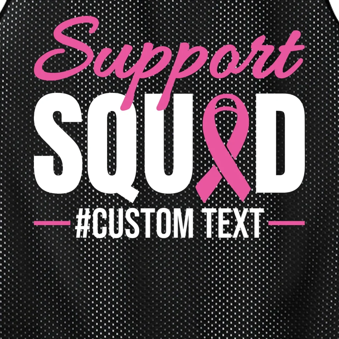 Support Squad Breast Cancer Awareness Personalized Text Men's Basketball Jersey - Front - Close-up