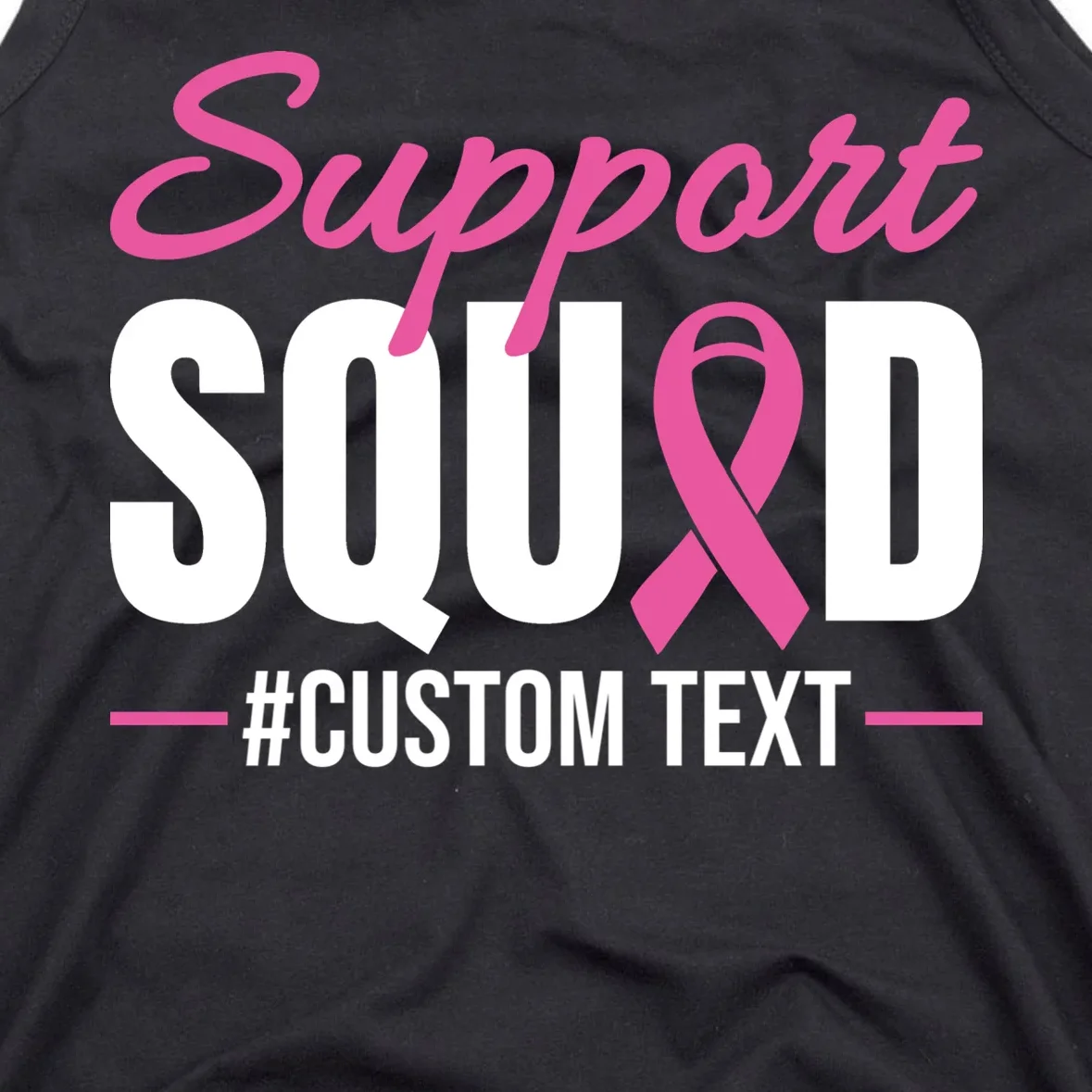 Support Squad Breast Cancer Awareness Personalized Text Men's Tank Top - Front - Close-up