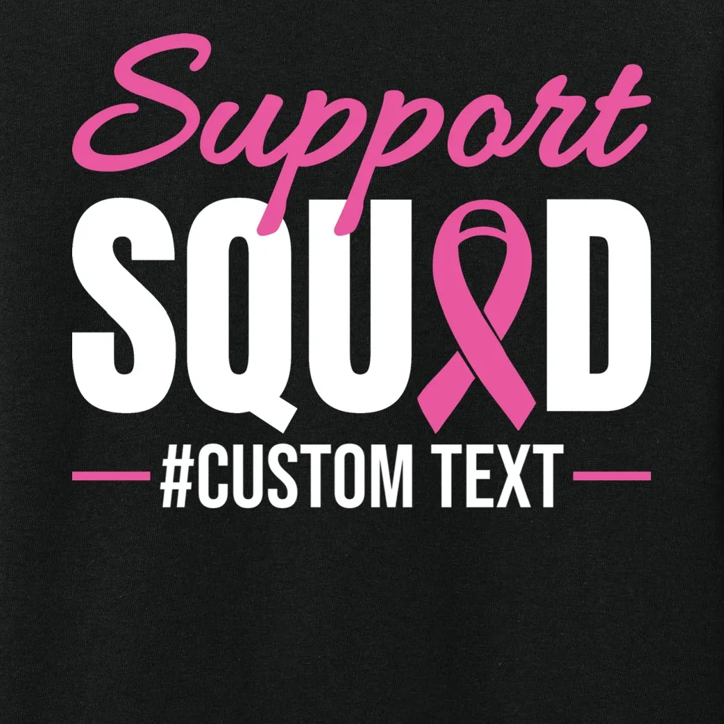 Support Squad Breast Cancer Awareness Personalized Text Kids Long Sleeve Pajamas - Front - Close-up