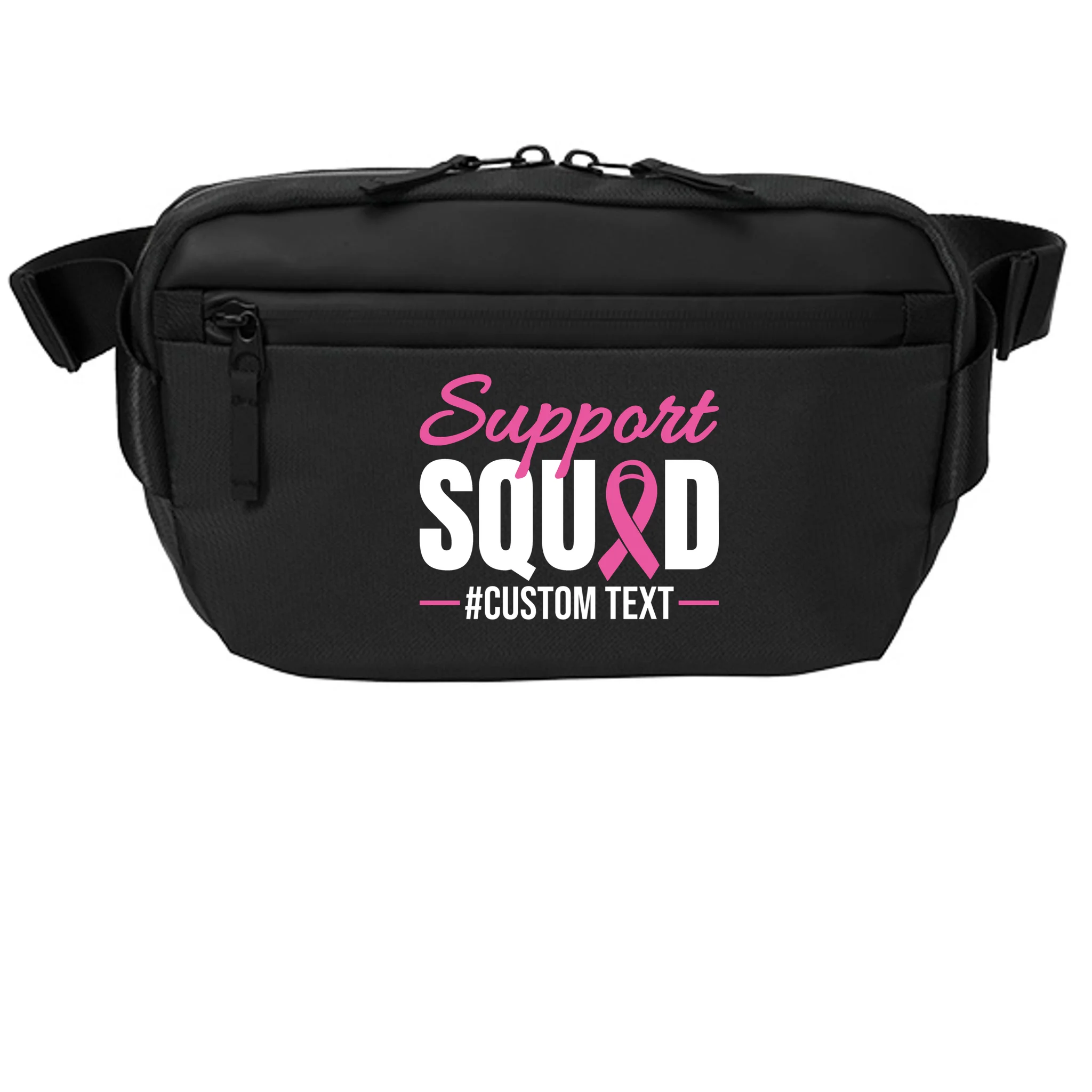 Support Squad Breast Cancer Awareness Personalized Text Crossbody - Front