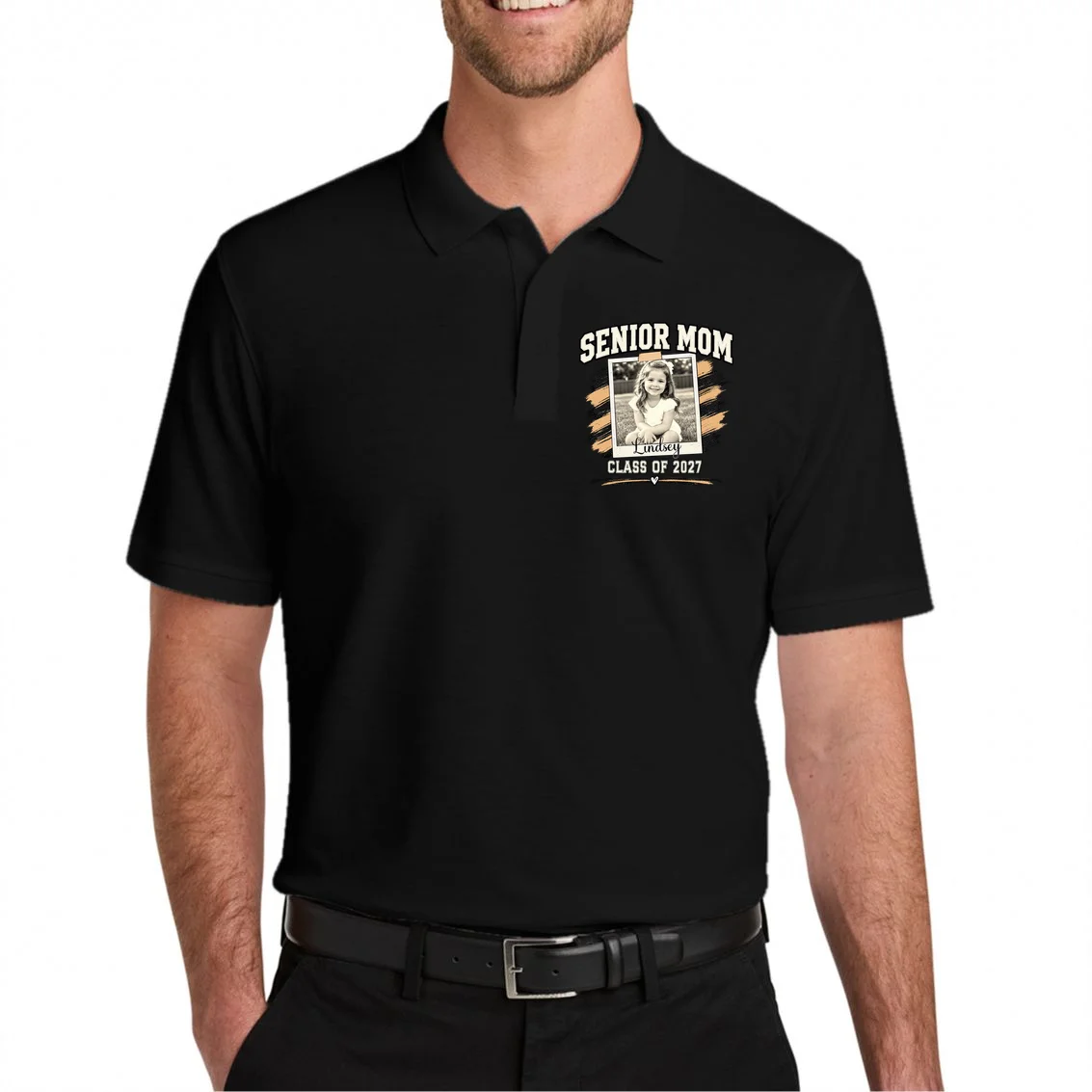 Senior Mom Class Of Personalized Men's Polo - Front 1