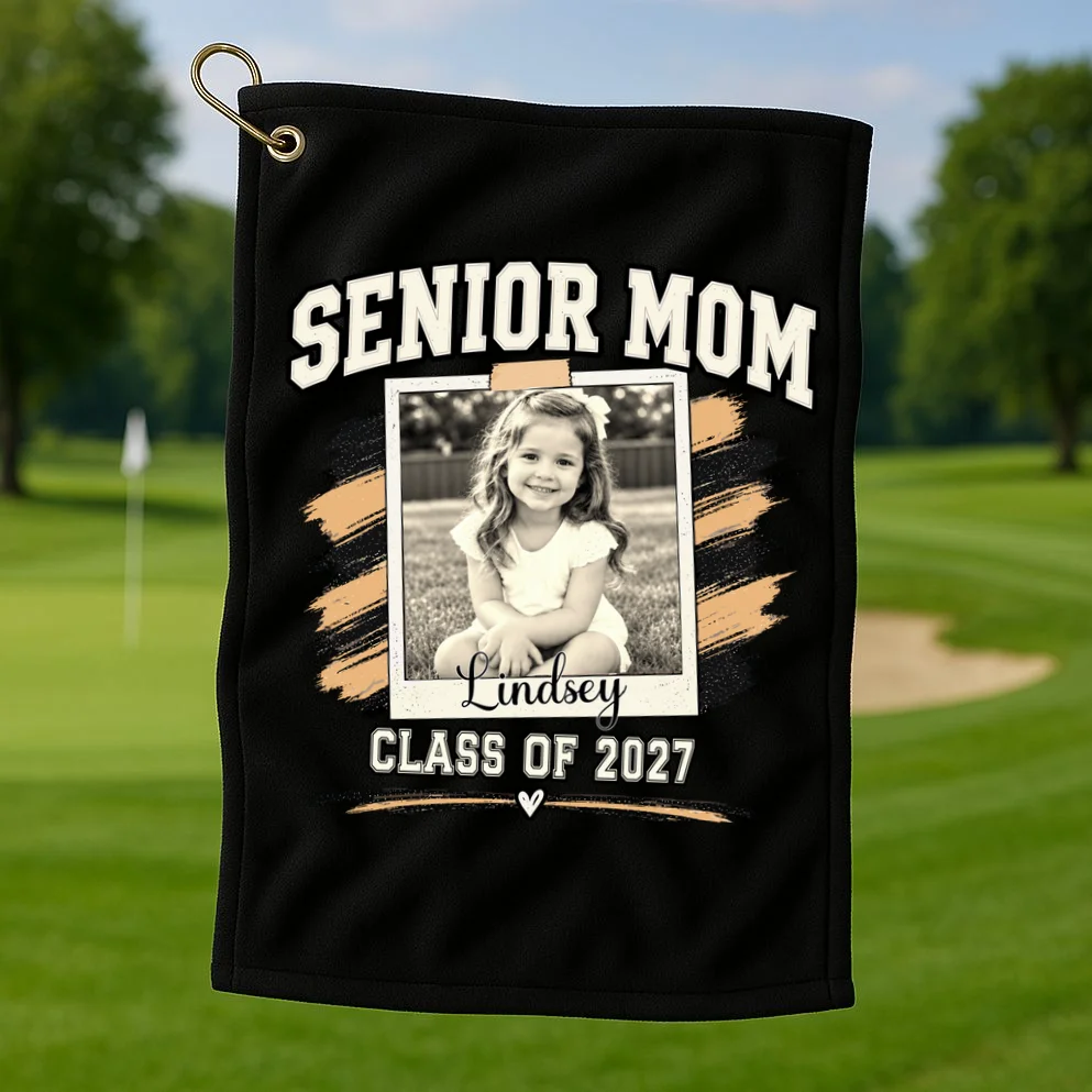 Senior Mom Class Of Personalized Golf Towel - Front 1