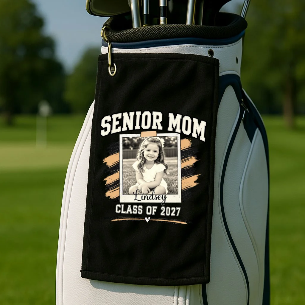 Senior Mom Class Of Personalized Golf Towel - Front 2