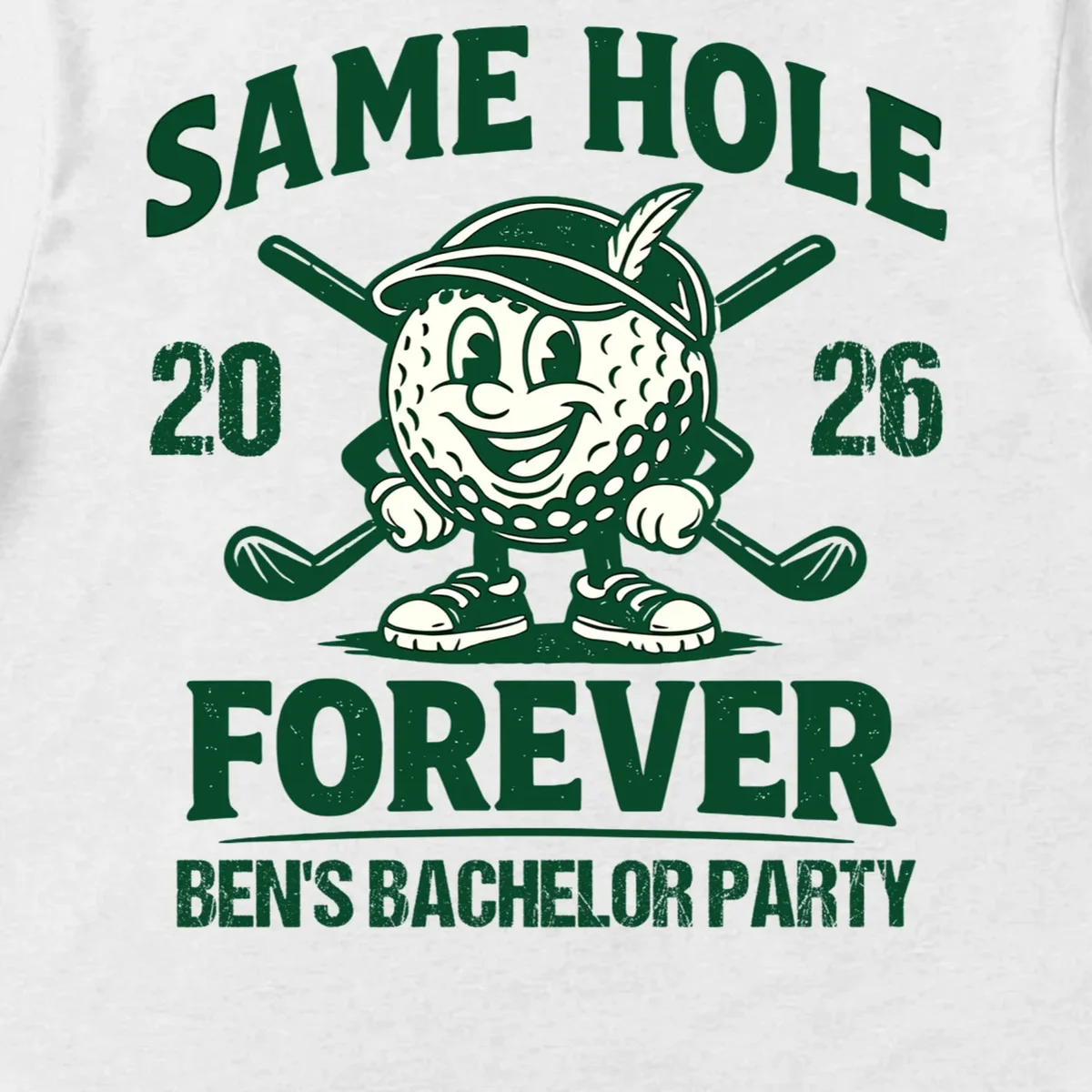 Same Hole Forever Funny Bachelor Golf Men's T-Shirt - Front - Close-up