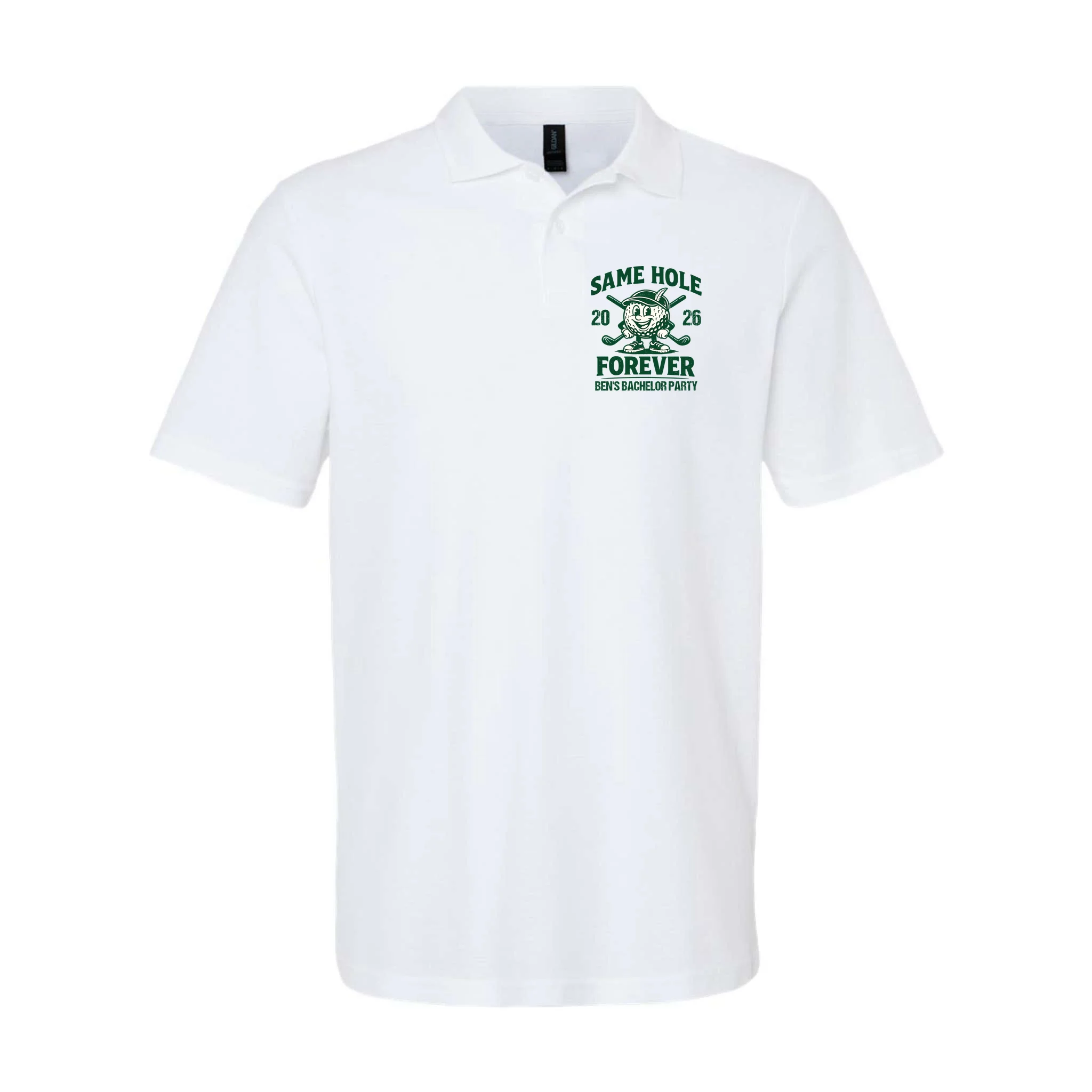 Same Hole Forever Funny Bachelor Golf Polo Shirt Front