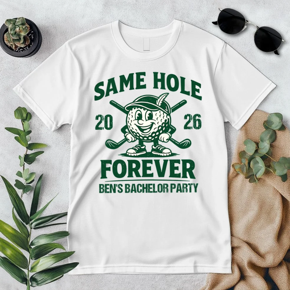 Same Hole Forever Funny Bachelor Golf T-Shirt - Front 1