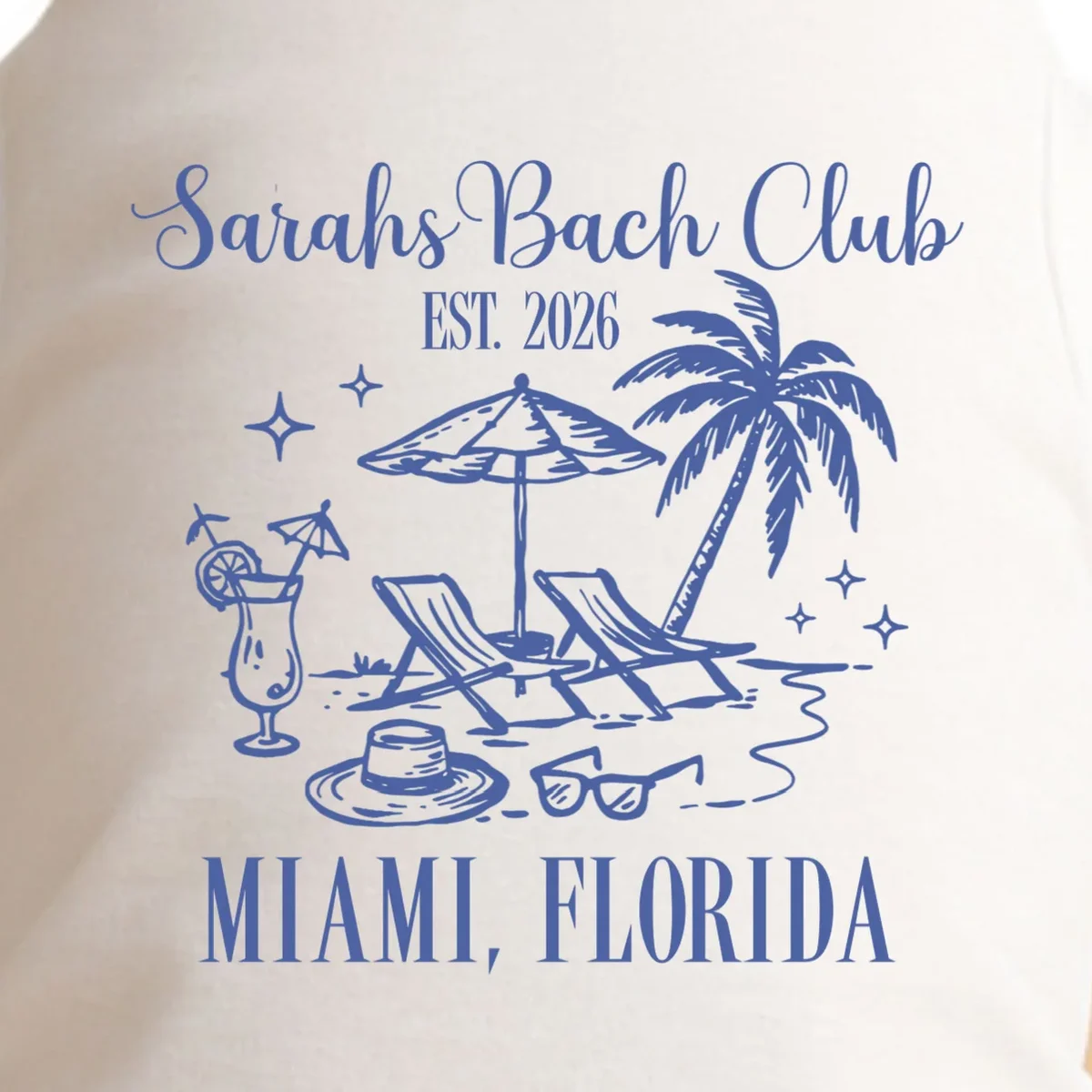 Custom Name Bach Club Personalized Bachelorette Doggie Tank - Front - Close-up
