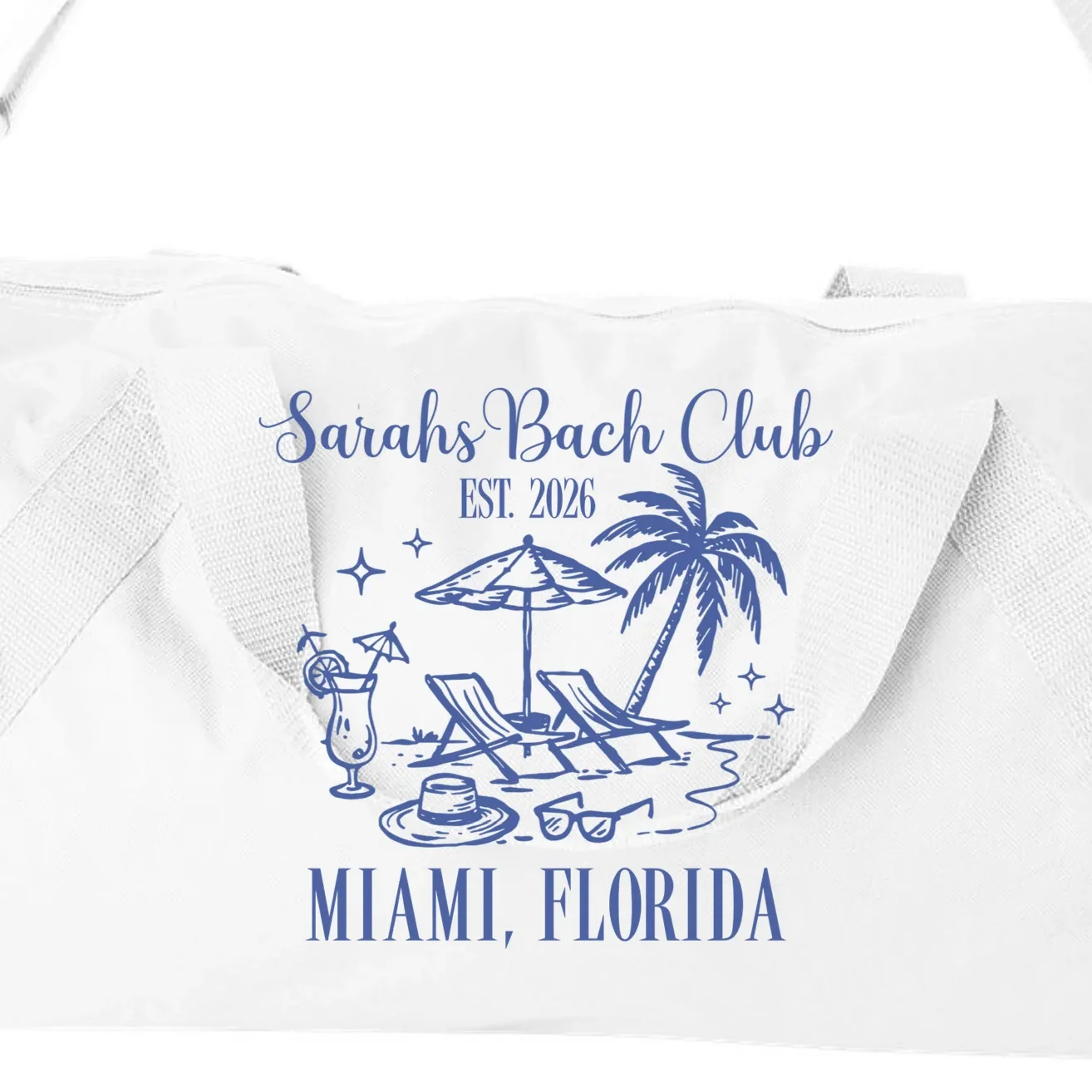 Custom Name Bach Club Personalized Bachelorette Duffel Bag - Front - Close-up