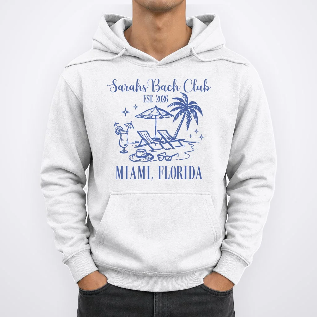 Custom Name Bach Club Personalized Bachelorette Men's Hoodie - Front 1