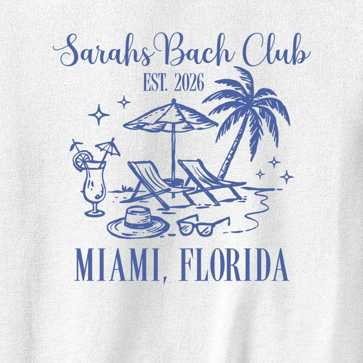 Custom Name Bach Club Personalized Bachelorette Men's Sweatshirt - Front - Close-up