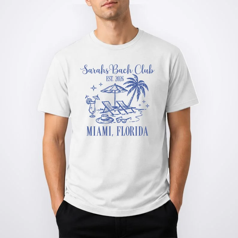 Custom Name Bach Club Personalized Bachelorette Men's T-Shirt - Front 1