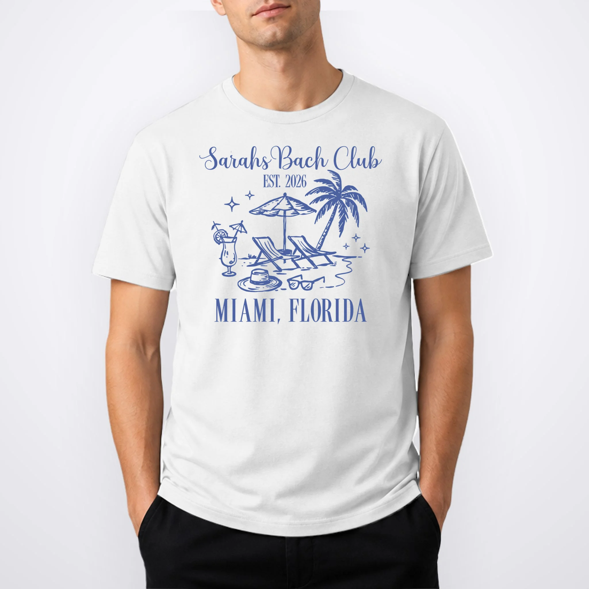 Custom Name Bach Club Personalized Bachelorette Men's T-Shirt - Front 1