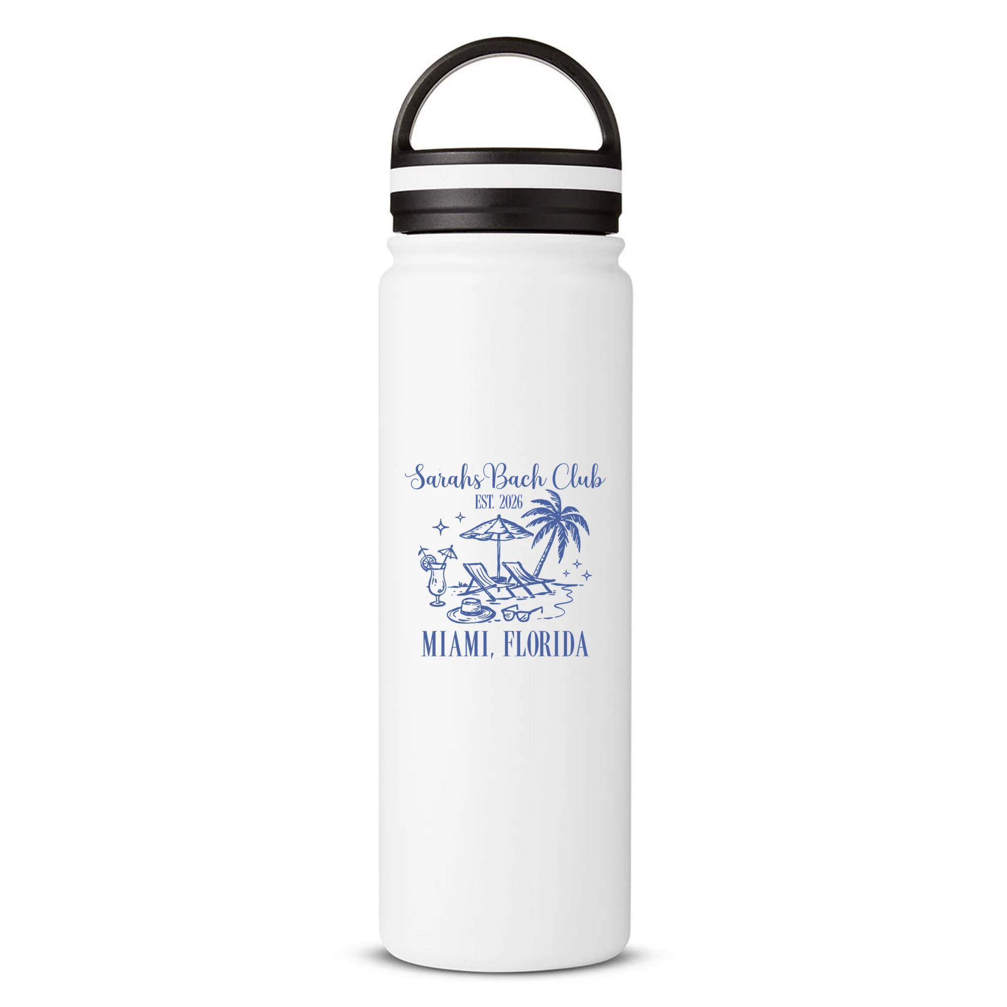 Custom Name Bach Club Personalized Bachelorette 24oz Water Bottle - Front