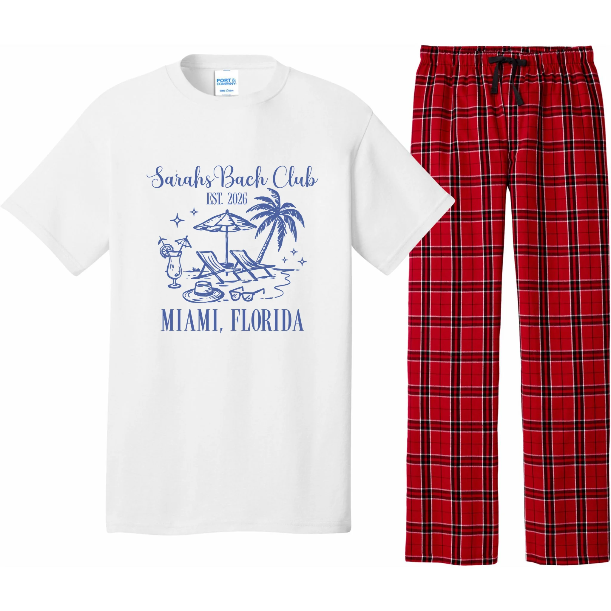Custom Name Bach Club Personalized Bachelorette Men's Pajamas - Front