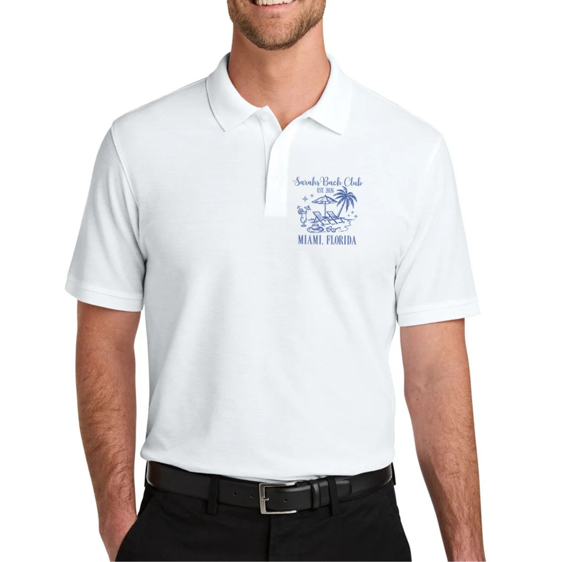 Custom Name Bach Club Personalized Bachelorette Men's Polo - Front 1