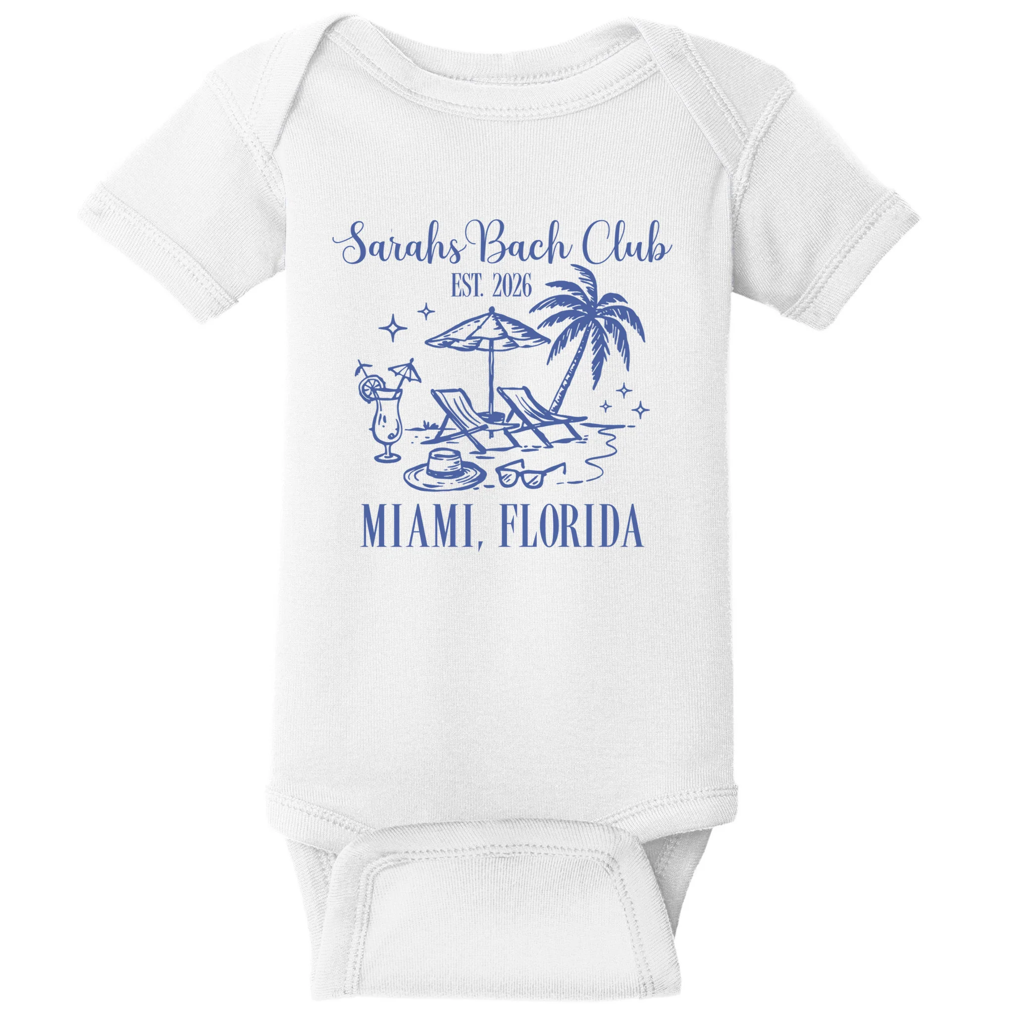 Custom Name Bach Club Personalized Bachelorette Baby Bodysuit - Front