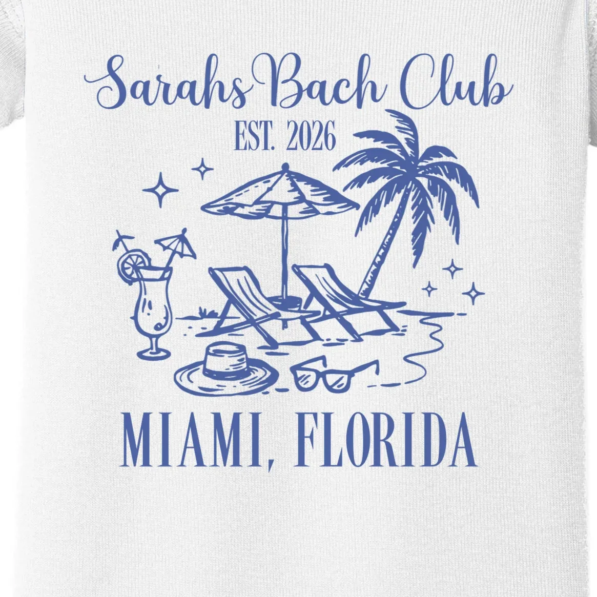 Custom Name Bach Club Personalized Bachelorette Baby Bodysuit - Front - Close-up