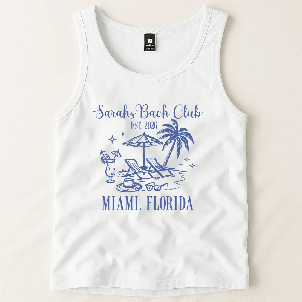 Custom Name Bach Club Personalized Bachelorette Men's Tank Top - Front 1