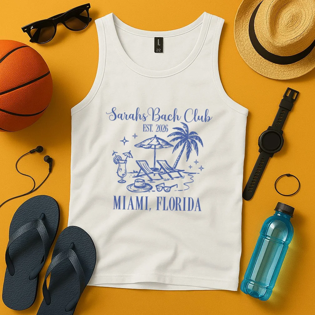 Custom Name Bach Club Personalized Bachelorette Men's Tank Top - Front 3